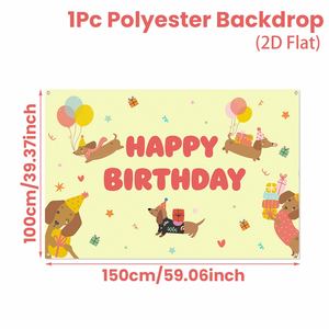 Toile de fond murale en polyester pour fête d'<span class=keywords><strong>anniversaire</strong></span> 2026 sur le thème des Chiens Saucisses, décoration murale pour fête d'<span class=keywords><strong>anniversaire</strong></span> - Product Image 5