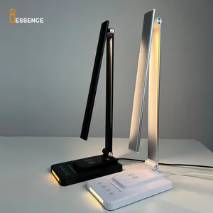 โคมไฟตั้งโต๊ะ LED พอร์ตชาร์จ USB, โคมไฟตั้งโต๊ะอ่านหนังสือตั้งโต๊ะสีดำพร้อมที่ชาร์จไร้สาย