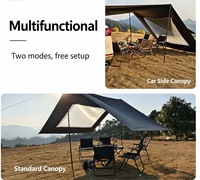 Tente de camping double couche pour extérieur, auvent latéral pliable et portable pour véhicule, avec écran pare-soleil en maille noire, 2 chambres et 1 salon