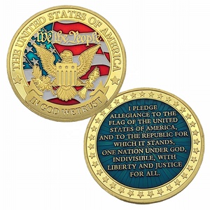 Moneta Commemorativa Placcata Oro 'PROMESSA di ALEGIANZA' USA, Moneta 'NOI I POPOLI', Regalo - Product Image 3