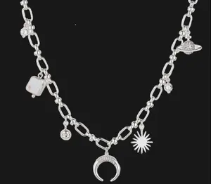 Star Moon Pearl Charms Choker Necklace hand made fine Chain Necklace for Women Girls Fine Jewelry