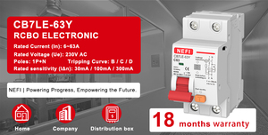 CB7LE-63Y 63A แบบเฟสเดียวขนาดเล็กวงจรเบรกเกอร์ <span class=keywords><strong>elcb</strong></span> RCBO Slim DPN 61009 1S ได้รับการป้องกันโดย63Y พลาสติกทองแดง DL DPN - Product Image 6