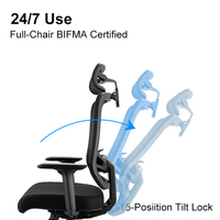 Chaise de bureau ergonomique moderne pivotante et inclinable avec dossier dynamique, soutien lombaire confortable et réglable, accoudoirs 3D pour espace de travail professionnel