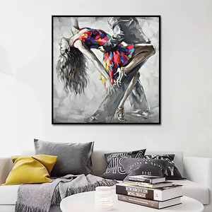 Cuadro Decorativo de Pareja Bailando, Pintado a Mano al 100%, Arte Abstracto de Lujo, Lienzo Estirado, Listo para Colgar, Pintura al Óleo, Tamaño Personalizable - Product Image 4