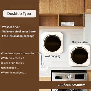 Lave-linge et sèche-linge mini portable 2 en 1 avec tambour compact en acier inoxydable, pour petits vêtements, sous-vêtements - Product Image 3