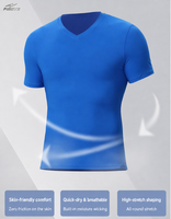 Fieste OEM LOGO Manufacturer V-neck Breathability Muscle Tapered Fit Workout Training Mens Compression Shirt