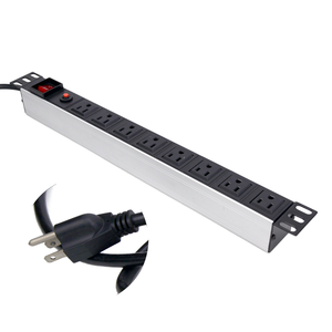 19 "Plata Aleación de aluminio PDU Unidad de distribución de energía Gabinete 1U 8 vías EE. UU. Salidas con protector de sobrecarga - Product Image 1