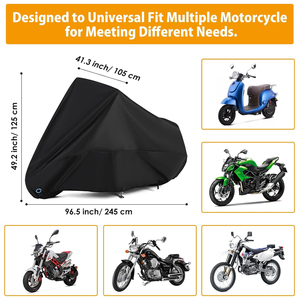Housse universelle étanche pour moto Stockage extérieur Tous temps Pluie Neige Soleil Hiver avec trous de verrouillage Nuit Réfléchissant Noir - Product Image 5
