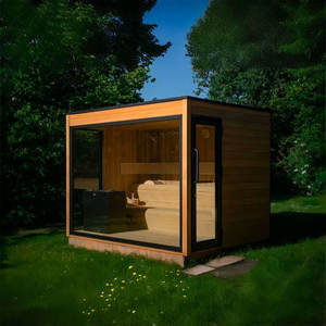 Cabine de sauna carrée de luxe à usage commercial, porte entièrement vitrée, moderne, infrarouge lointain, vapeur sèche, 9 kW, électrique, transom YX, <span class=keywords><strong>bois</strong></span> massif - Product Image 3