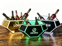 Nuevo Soporte de Acrílico de Lujo para Botellas de Champán, Vino y Cerveza con Logotipo Personalizado para Fiestas en Bares y Clubes, Cubo de Hielo LED con Luz