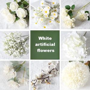 Fleurs artificielles de haute qualité à toucher réel, très demandées, pour centre de table de fête, décoration de mariage et de maison, blanches - Product Image 3
