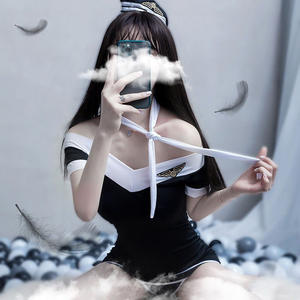 Costume <span class=keywords><strong>de</strong></span> stewardesse <span class=keywords><strong>sexy</strong></span> - Uniforme <span class=keywords><strong>de</strong></span> marin tentant, lingerie épaules dénudées, tenue <span class=keywords><strong>de</strong></span> club transparente - Product Image 2