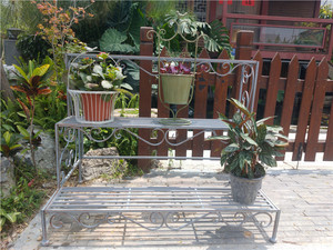 Vente de liquidation à prix réduit de supports à fleurs rétro multi-niveaux en fer forgé épaissi pour cours et jardins - Product Image 3