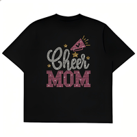 Transfert de strass personnalisé « Cheer Mom », motif thermocollant pour T-shirts