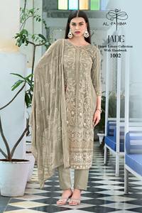 Costume Salwar pakistanais à broderie lourde avec style indien Dupatta fabriqué à partir de tissu de pelouse pour les fêtes de mariage-Fournisseur en gros - Product Image 5