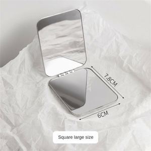1pc Portable Women Stainless Steel Makeup <b>Mirror</b> Hand Pocket Folded-Side Cosmetic Make up <b>Mirror</b> Small Various Shapes - Product Image 5