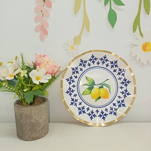 DAMAI Kid Happy Birthday Party Supplies Yellow Lemone Element Fruit Themed Plate <b>Disposable</b> <b>Tableware</b> Paper Plates Cups Napkins - Product Image 2