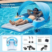 Bouée de piscine motorisée, chaise longue gonflable électrique rechargeable avec auvent, flotteurs pour lac et rivière avec double moteur, pour les fêtes et les vacances