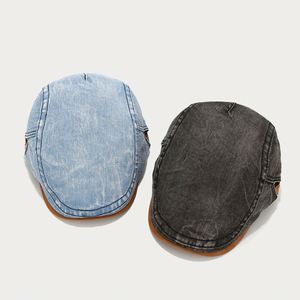 Béret en jean vintage pour hommes et femmes, casquette plate à bord court pour le quotidien, le sport, les activités de plein air et les voyages, idéale pour l'automne et l'hiver - Product Image 2