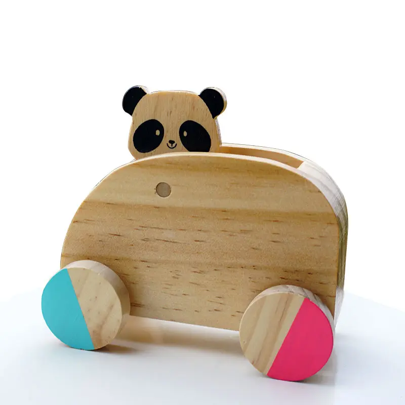 Juguetes Educativos de madera para niños, coche en forma de Animal con ruedas