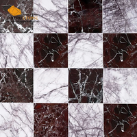 Carrelage en marbre poli Lilas et Rosso Levanto Rouge 12x12, motif damier, mosaïque murale et de sol