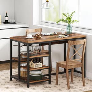 <span class=keywords><strong>Table</strong></span> <span class=keywords><strong>de</strong></span> <span class=keywords><strong>cuisine</strong></span>/îlot <span class=keywords><strong>de</strong></span> salle à manger convertible <span class=keywords><strong>en</strong></span> bois <span class=keywords><strong>de</strong></span> style industriel moderne avec rangement, expédiée par la poste - Product Image 3