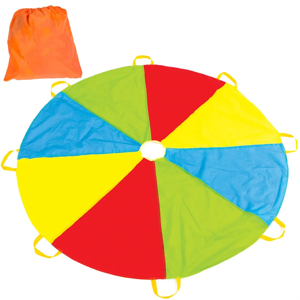 Jeux d'intérieur et d'extérieur personnalisés Jouet d'exercice Parachute multicolore arc-en-ciel de 6 pieds Parachute pour enfants