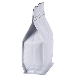 1 KG Matte White Recyclable Plastic Box Coffee Bag Recyclable Flat Bottom Coffee Bag with Valve Zipper
