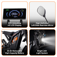 Stock UE Entrepôt US Vélo Électrique OUXI GT 2000 7 Vitesses Moto Électrique 2000W Vélo de Route Électrique Vélo Tout-Terrain Électrique Adulte