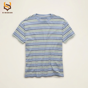 Custom Striped Short Sleeve T Shirt Casual Summer Loungewear Short <b>Men</b> Striped Everyday Crew <b>Neck</b> Tee <b>tshirts</b> - Product Image 2