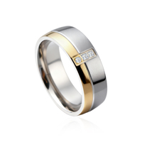 Nouvelle Arrivée Bague de Mariage Classique en Titane et Or 18K avec Zircon de 7mm à Sertissage Invisible, Personnalisable et Gravable pour Homme et Femme, Vente en Gros