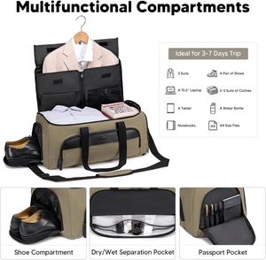 Échantillon gratuit 2 en 1 Sac de voyage suspendu pour costume Sac de voyage pour vêtements avec compartiment à chaussures pour les voyages - Product Image 5