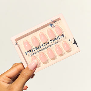 <span class=keywords><strong>Uñas</strong></span> a presión de almendras cortas francesas de color rosa claro, estilo diario minimalista, suministro de belleza acrílico, <span class=keywords><strong>uñas</strong></span> artificiales de alta calidad - Product Image 3