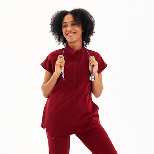 Botón magnético Hospital Fuyi Diseño Uniformes Mujeres Medico Scrubs Uniformes Manga corta Tops <span class=keywords><strong>Medicl</strong></span> Enfermera Scrubs - Product Image 1