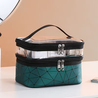 Sac de maquillage multifonctionnel à deux étages Boîte à cosmétiques à main en forme de diamant