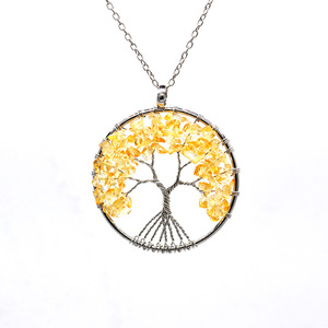 Collar con colgante de árbol de la vida de piedra Natural para mujer, collar de cristal de cuarzo de Color hecho a mano de <span class=keywords><strong>7</strong></span> Chakras, joyería de boda para mujer - Product Image 3