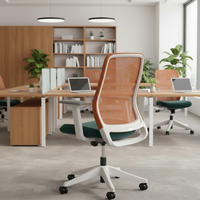Chaise de bureau ergonomique exécutive moderne légère avec siège en maille, pivotante, inclinable, réglable en hauteur, cadre en nylon et roulettes pour la maison, le bureau et les salles de conférence