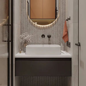 China Suppliers Furniture Set With High Gloss White Painting Mirror Bathroom <strong>Vanity</strong> for <strong>Hotel</strong> - Product Image 2