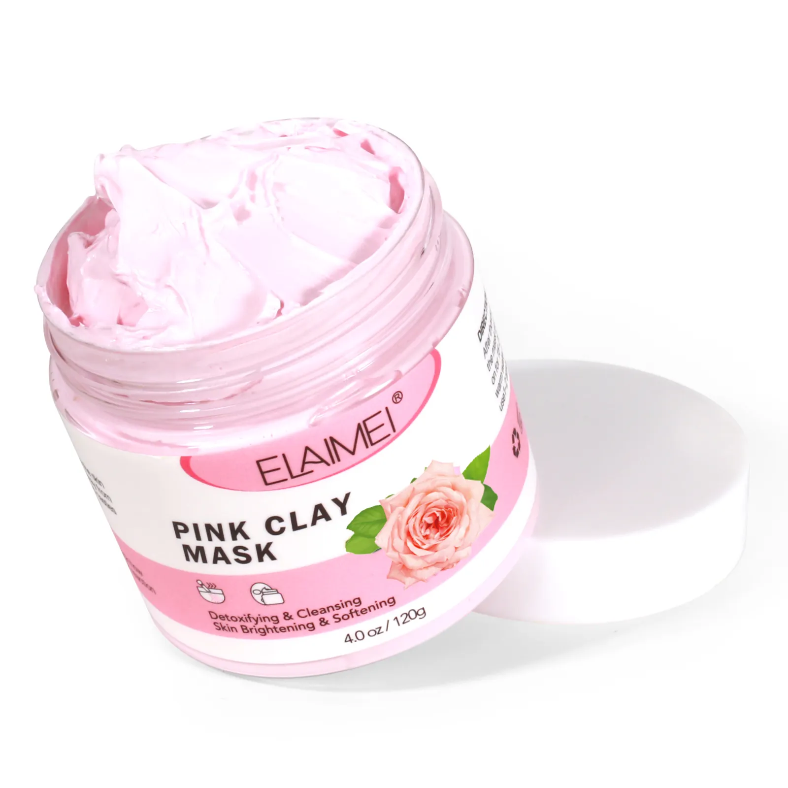 Máscara facial de limpeza profunda do vegan, máscara rosa clareadora da argila natural do oem, limpeza profunda