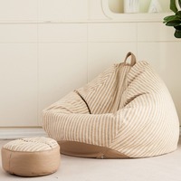 Fauteuil Poire Moderne Grand Format en Lin et Coton, Canapé Paresseux Tatami Monoplace Portable avec Poignée pour Salon, Chambre et Balcon