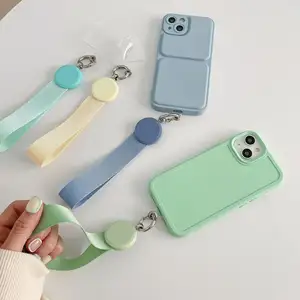 Thời trang phổ biến chống mất điện thoại di động dây đeo cổ tay có thể tháo rời điện thoại di động rõ ràng trường hợp vá dây ngắn - Product Image 3