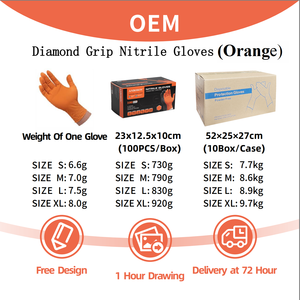 Sarung tangan nitril sekali pakai 8mil pegangan berlian oranye bebas bubuk sarung tangan nitril kerja industri dan makanan aman tahan kimia - Product Image 5