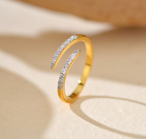 Anillo Ajustable de Plata de Ley 925 SPJ <span class=keywords><strong>Super</strong></span> Supplier, Brillante con Circonita 5A, Diseño Minimalista de Banda Abierta para Mujer - Product Image 6