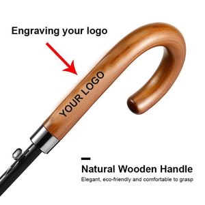 Paraguas de Golf Clásico de Alta Calidad con Logotipo Personalizado, Mango Recto, Diseño Tallado, Estructura de Fibra de Vidrio, Tela Pongee 190T, 8 Varillas - Product Image 2