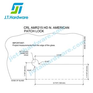 American Style C RL AMR Series 215 Patch Lock Sistemas de puertas de vidrio Top Bottom o Side Mount Patch Fitting Glass Patch Lock - Product Image 3