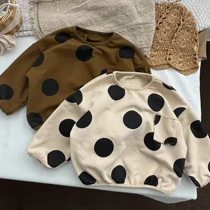 2023 autumn winter new childrens casual dot fleece hoody boys girls fashion loose thick hoodies