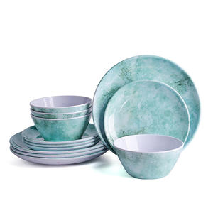 Juego de <span class=keywords><strong>Vajilla</strong></span> de <span class=keywords><strong>Melamina</strong></span> Verde Mármol de 12 Piezas, Colección de <span class=keywords><strong>Vajilla</strong></span> de <span class=keywords><strong>Melamina</strong></span>, Plato de Cena de 10 Pulgadas, Plato de 8 Pulgadas y Tazón de 6 Pulgadas para Uso en Interiores/Exteriores - Product Image 2