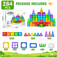 Ensemble de construction de tuiles magnétiques EPT, 284 pièces, construction de château coloré, jouet éducatif STEM pour enfants de 3 ans et plus