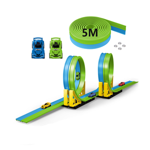 LK Giocattoli per Bambini, Pista da Corsa Flessibile Bestseller, 5M di Lunghezza, Doppia Corsia con 4 Auto e Ventose - Product Image 1