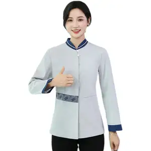 Wholesale OEM ODM Worker Cleaning Uniform Long-sleeved Hotel Room Cleaner Autumn Winter Clothing Housekeeping Uniform